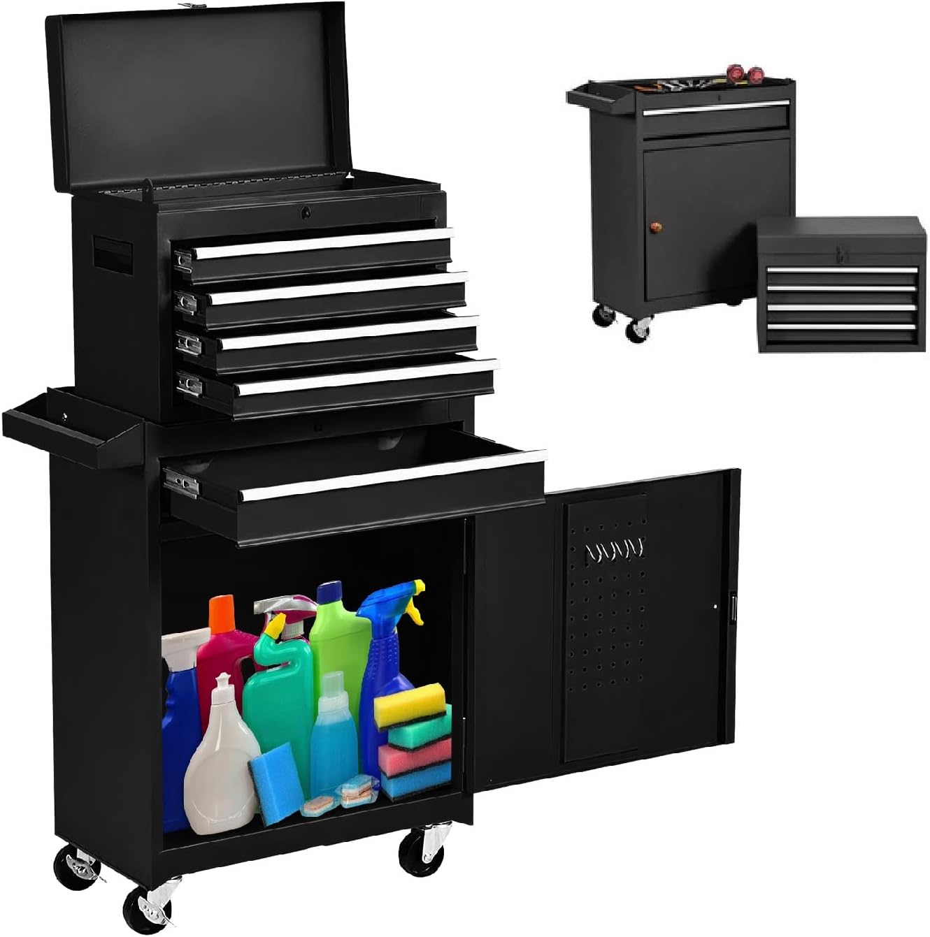 5-Drawer Rolling Tool Chest High Capacity Toolbox on Wheels, Removable Portable Set-Top box Tool Cabinet