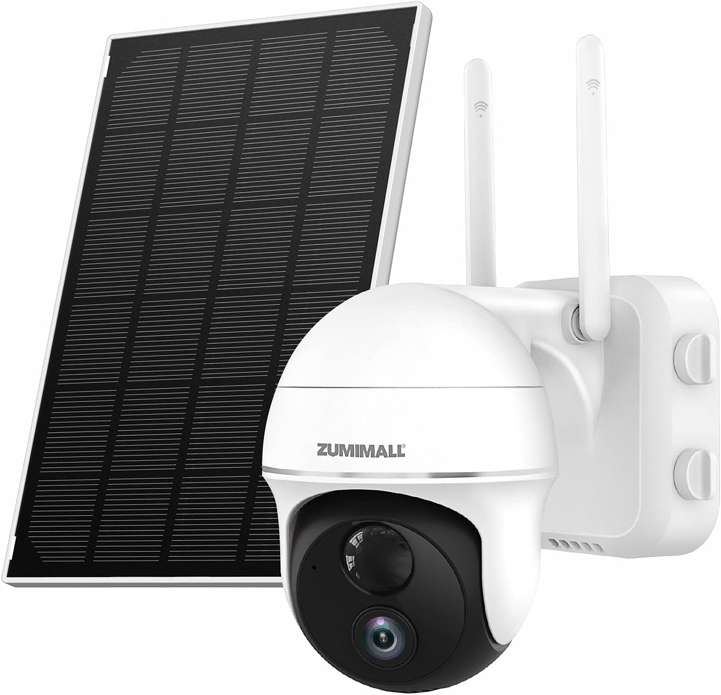 Zumimall Wireless Security Cameras, Outdoor WiFi Pan Tilt 360-degree Camera, Solar Rechargeable Battery Powered for Home Security