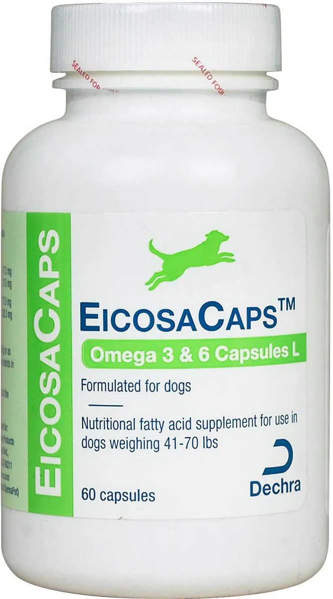 Dechra EicosaCaps Omega 3 & 6 Capsules for Dogs 41-70 lb 60 Count - Kansas Nuitrition - HNZSDS
