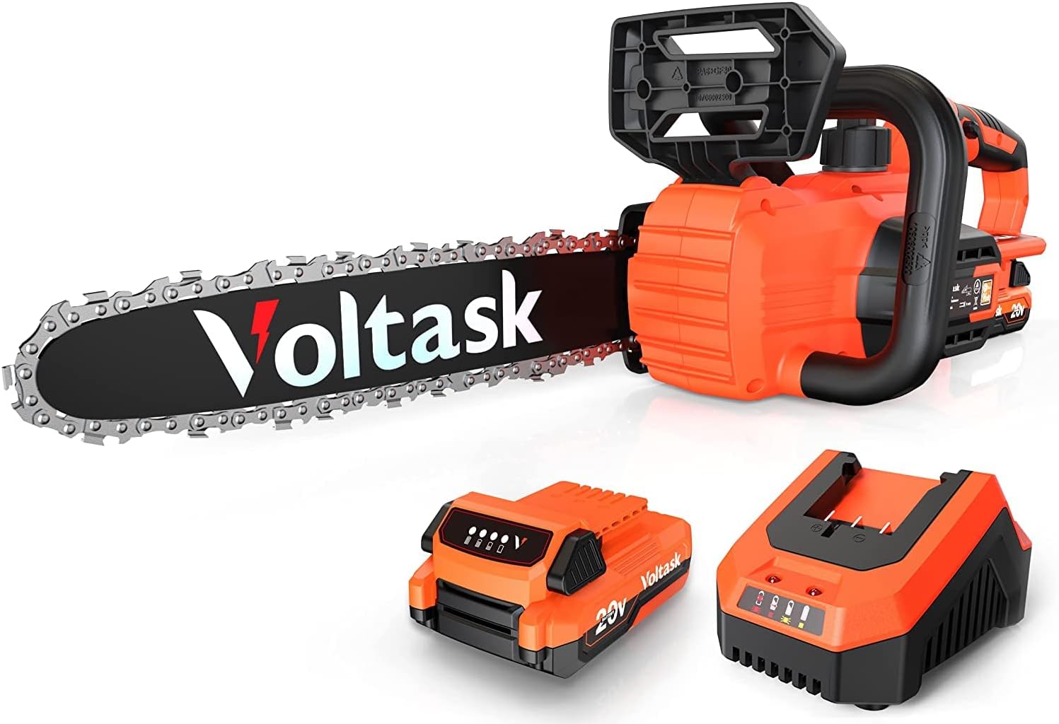 Voltask Cordless Chainsaw, 20V 10-Inch Electric Chainsaw with Auto Chain Tension & Lubrication
