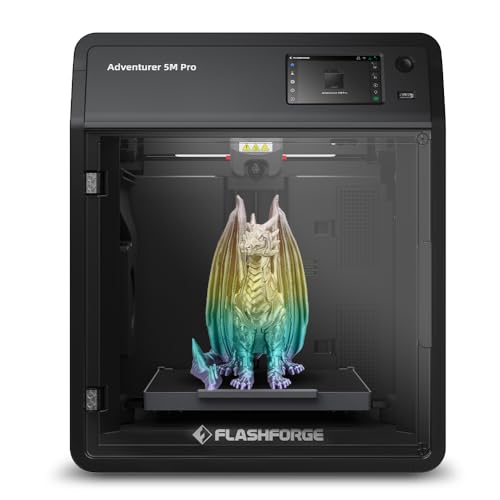 FLASHFORGE Adventurer 5M Pro 3D Pinter, 600mm/s High-Speed with 1 Click Fully Auto Printing Systerm, Quick Detachable 280°C Direct Extruder