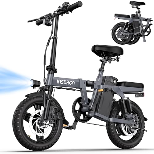 Electric Bike for Adults,14" Folding Adult E Bike with 500W Motor,20 mph,28 Miles Range,Advanced 9-Point Suspension & Pro-Level 44.99% Brake Ratio