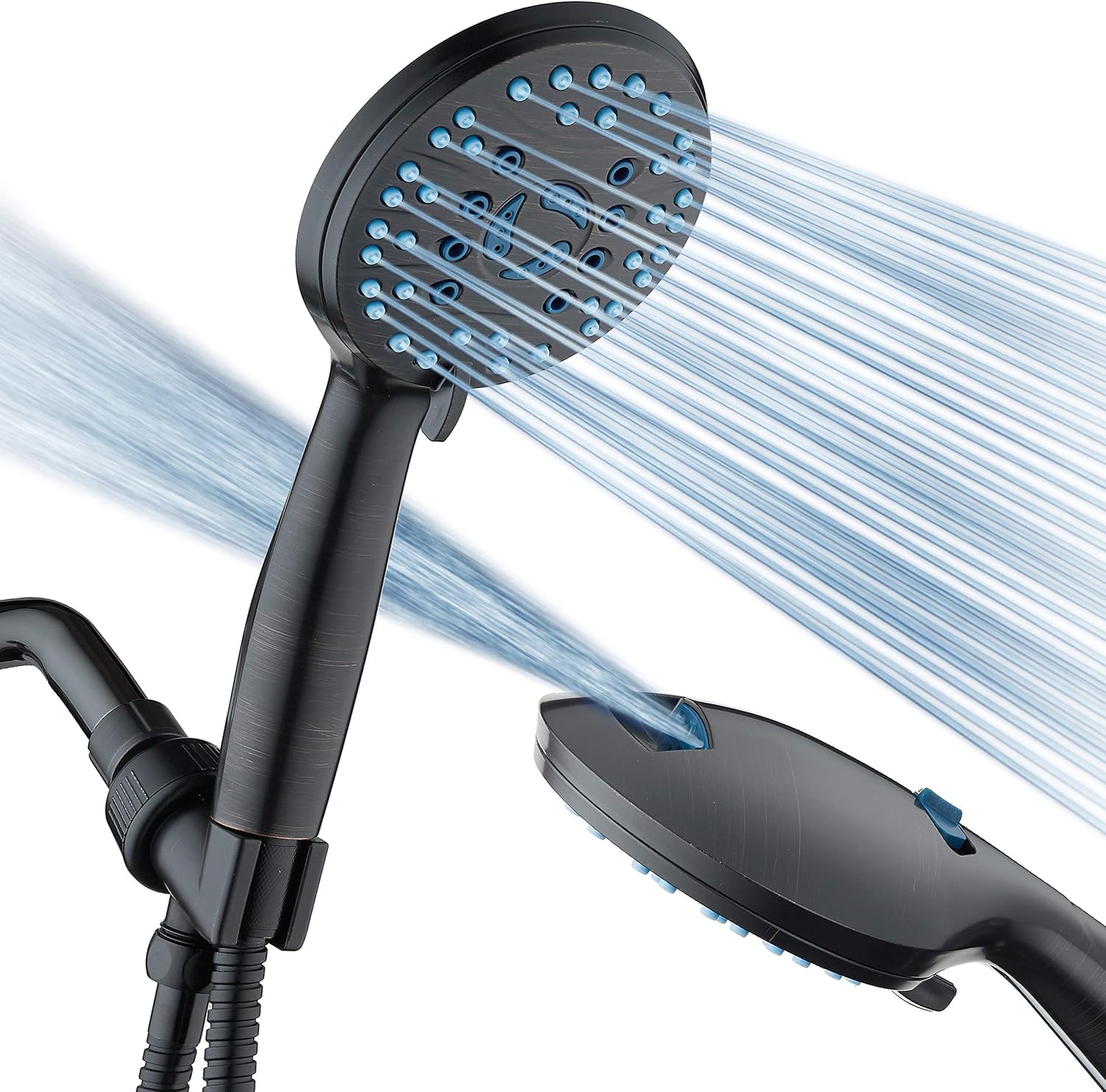 AquaCare AS-SEEN-ON-TV High Pressure 8-mode Handheld Shower Head - Anti-clog Nozzles, Built-in Power Wash to Clean Tub, Tile & Pets