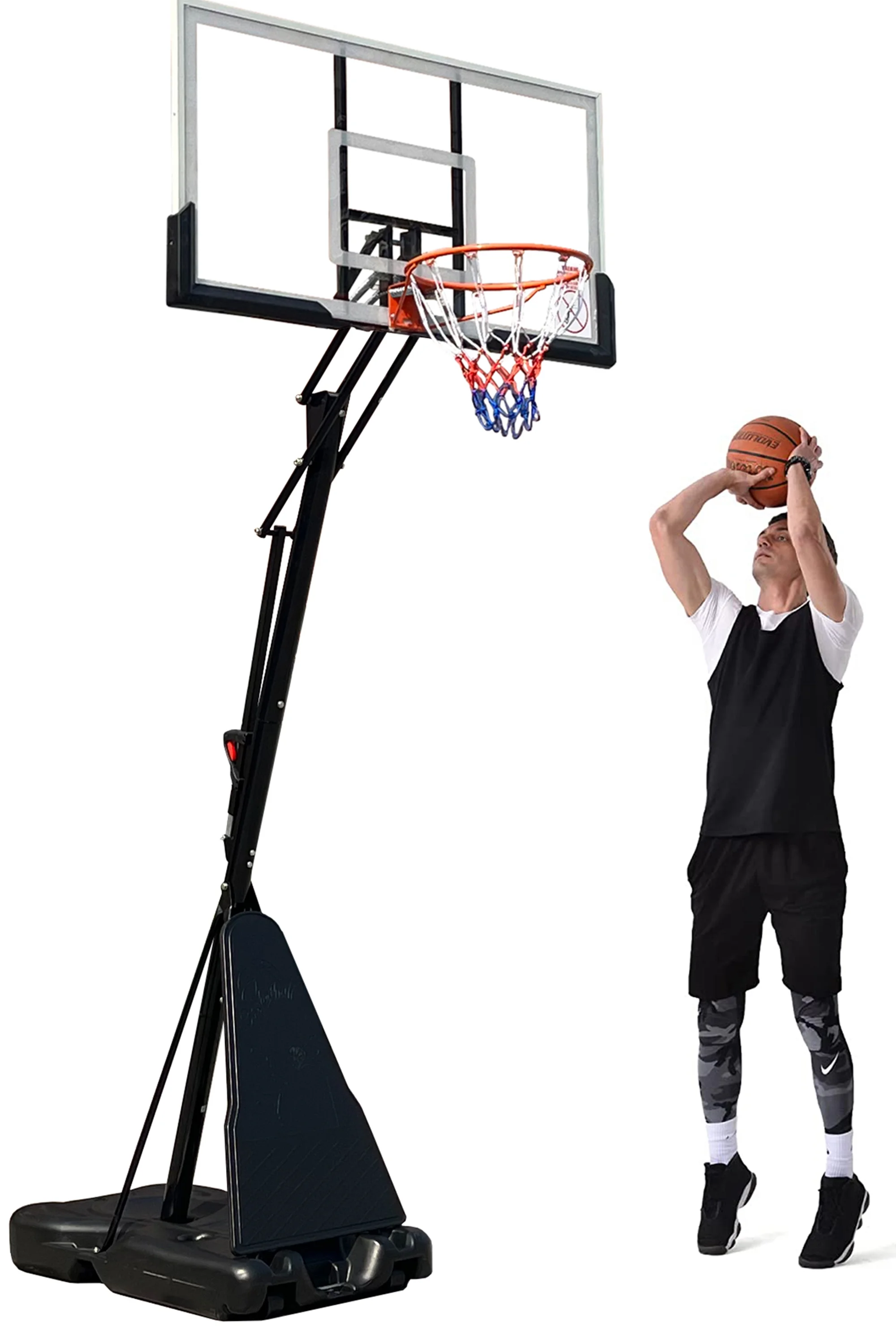 Vebreda 54 in. Portable Basketball Hoop System, 7.5 - 10 ft. Height Adjustable - Radiant Selections