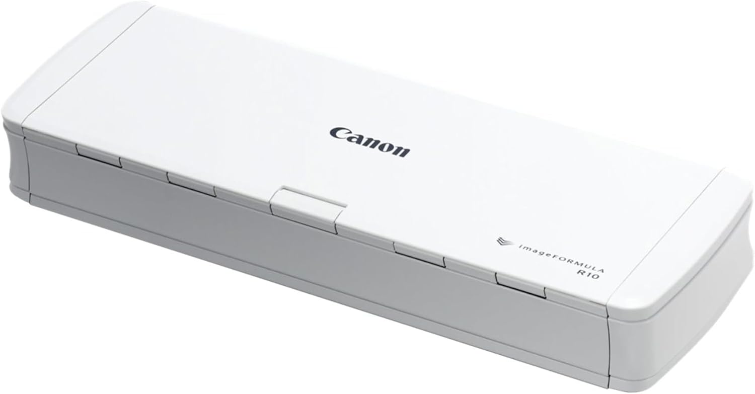 Canon imageFORMULA R10 Portable Document Scanner, 2-Sided Scanning with 20 Page Feeder, Easy Setup for Home or Office, includes Software, (4861C001)