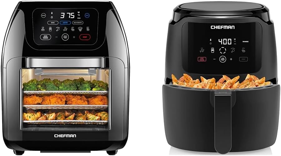 CHEFMAN Multifunctional Digital Air Fryer+ Rotisserie, Dehydrator, Convection Oven, 17 Touch Screen & Digital Air Fryer, Large 5 Qt Family Size