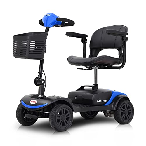 Folding Mobility Scooter - 4 Wheel Lightweight Electric Mobility Scooter for Adults - Red Powered Mobility Scooters for Seniors, Travel