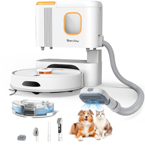 D20S Max+ Robot Vacuum and Mop, 6000Pa Suction for Pet Hair, with Self-Emptying Dock and Pet Grooming Parts, 10 Weeks Hands-Free Cleaning