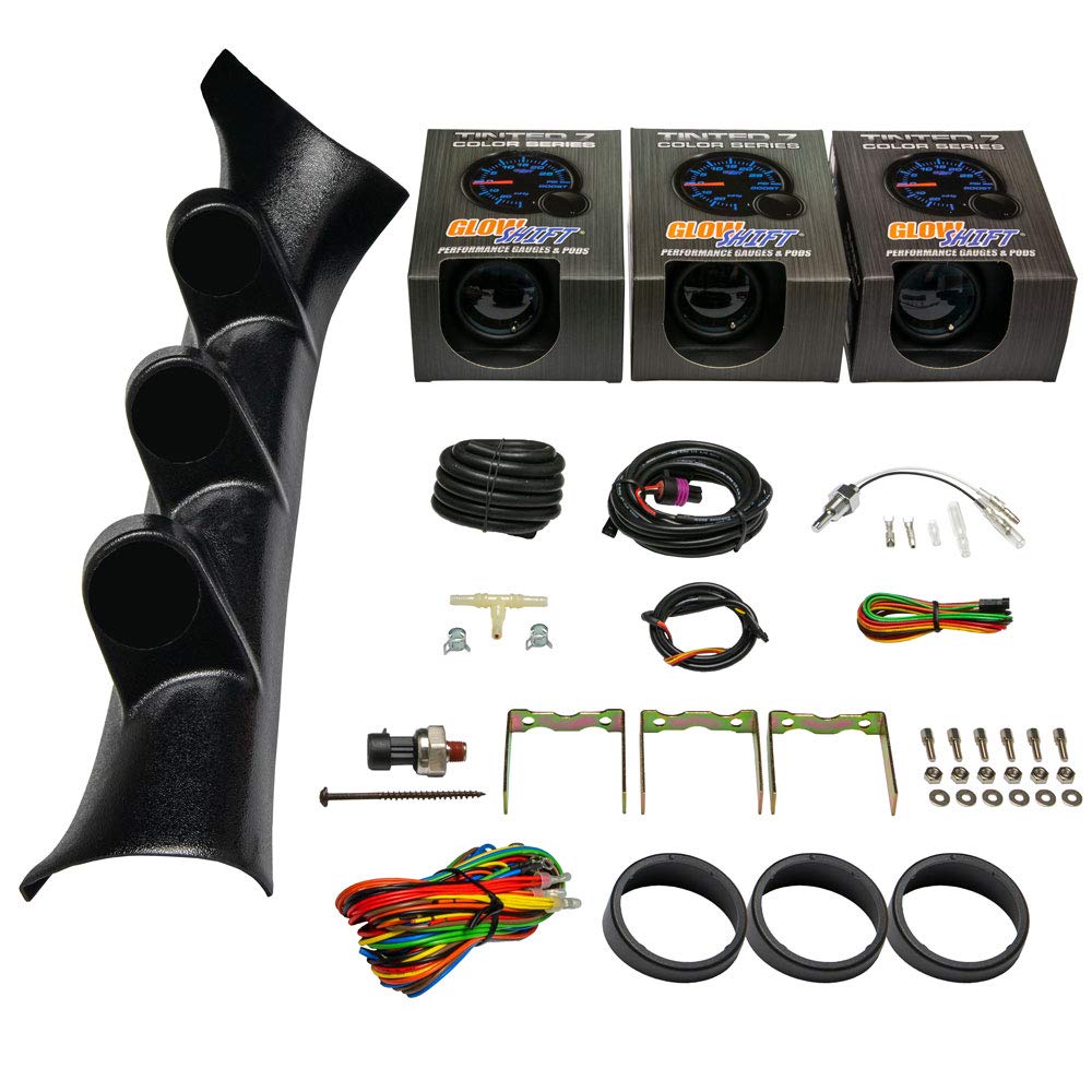 GlowShift Gauge Package Compatible with Chevrolet Chevy Cobalt 2005-2010 - Tinted 7 Color 30 PSI Boost/Vacuum