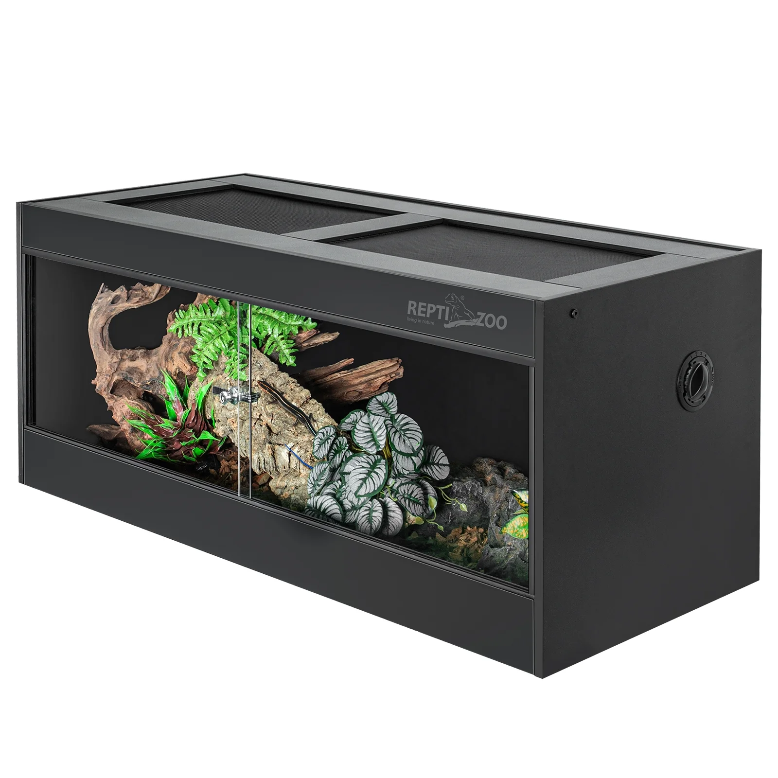 REPTI ZOO 48x18x18 Reptile PVC Terrariums with Glass Sliding Door & Top Screen Ventilation - Curated Treasures Market