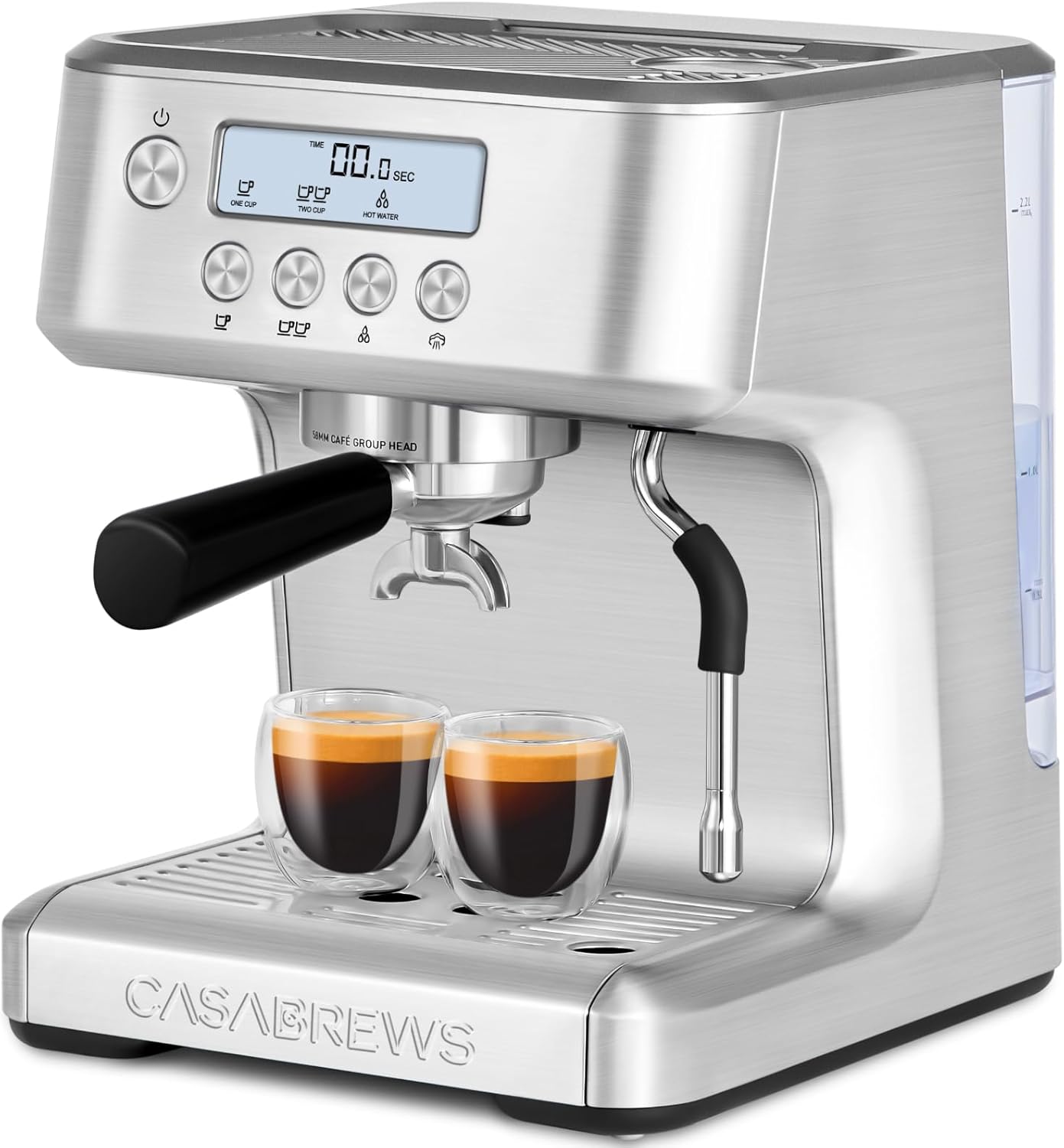 CASABREWS Espresso Machine with LCD Display, Barista Cappuccino Maker with Milk Frother Steam Wand