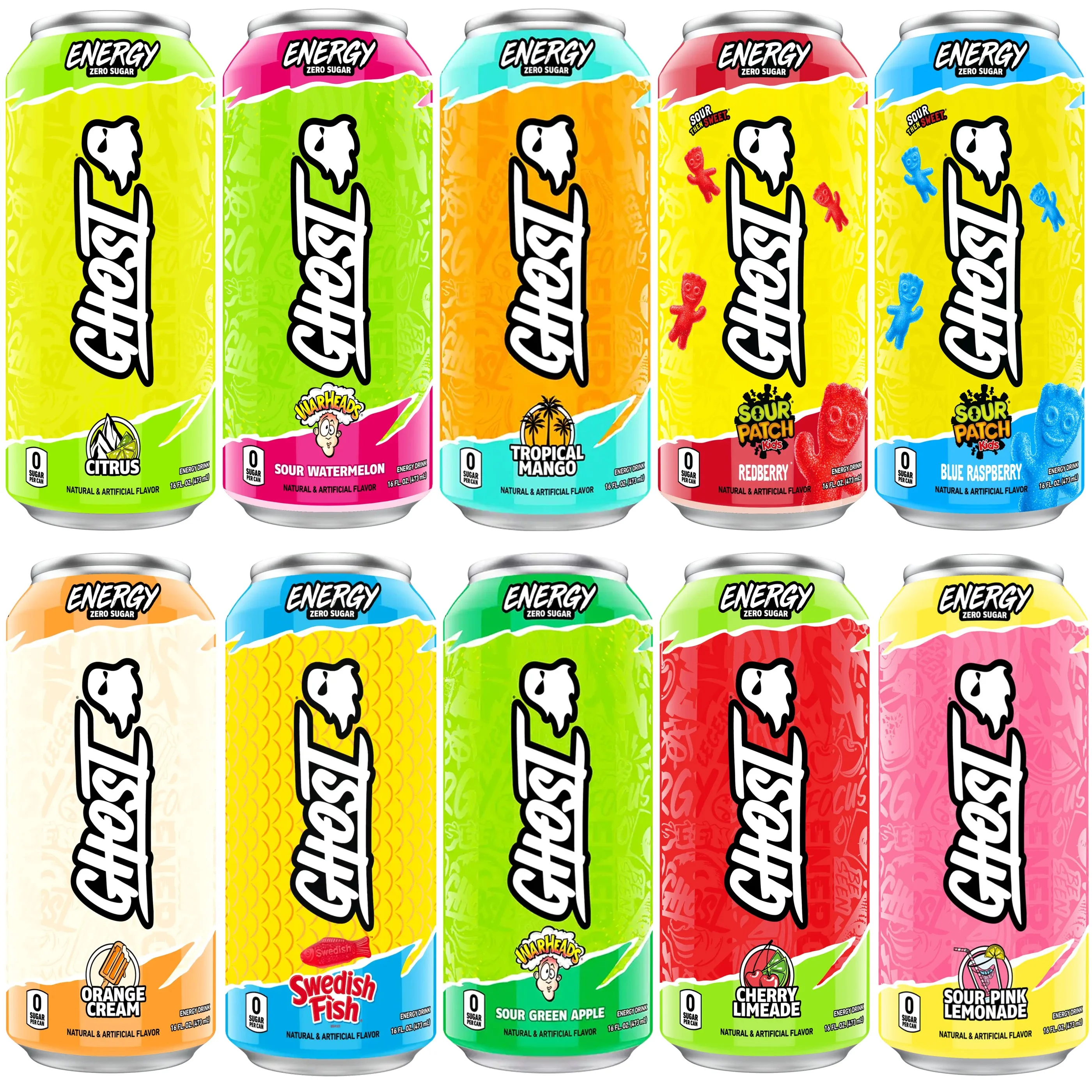 GHOST Energy Drink Variety Pack, Sugar Free Energy Drink, 16oz Cans (10 Pack) - Curated Treasures Market