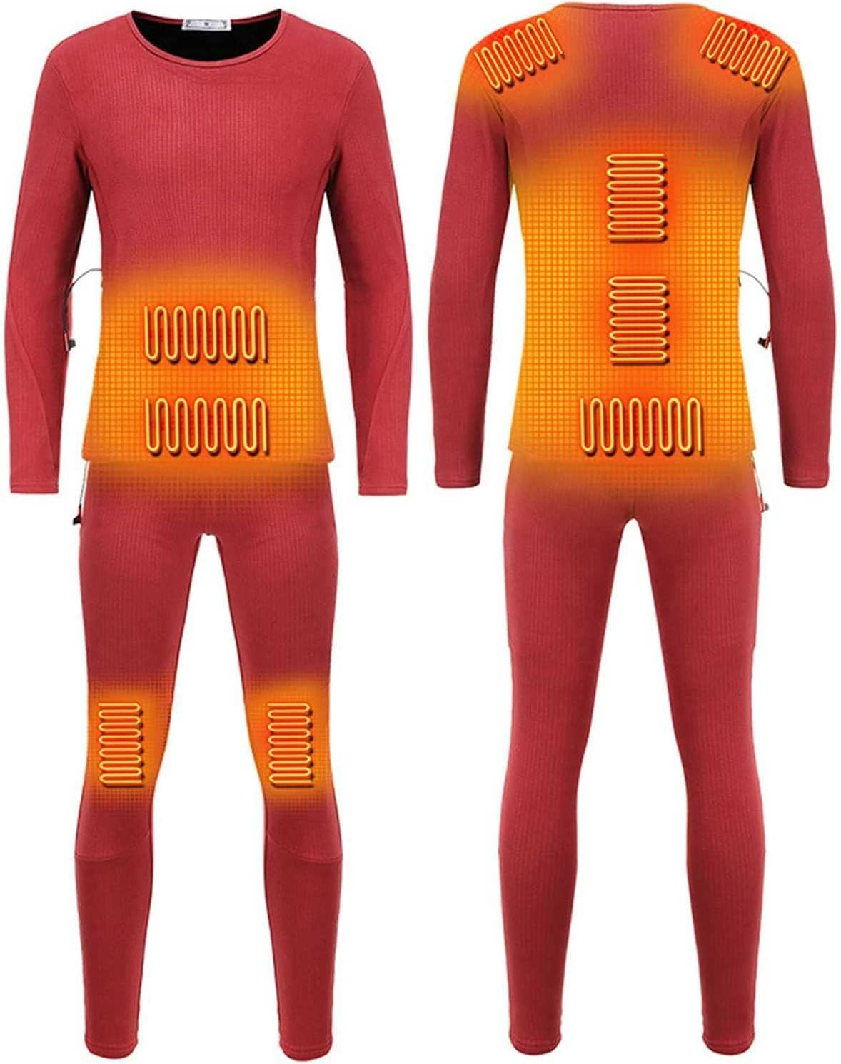 Safety Certification Men's Heating Underwear Thermal Suit, USB Insulation Heating Underwear Thermal Suit, with 3 Heating Levels and 9 Heating Zones