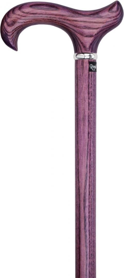 Royal Canes -Vivid Purple Derby Walking Cane with Ash Wood Shaft and Silver Collar