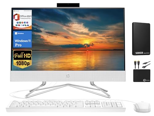 HP 2024 Premium All-in-One Desktop Computer, 21.5" FHD Display, Dual-Core Intel Celeron Processor, 16GB RAM, 1TB SSD, Webcam, WiFi, RJ-45, Win 11 Pro