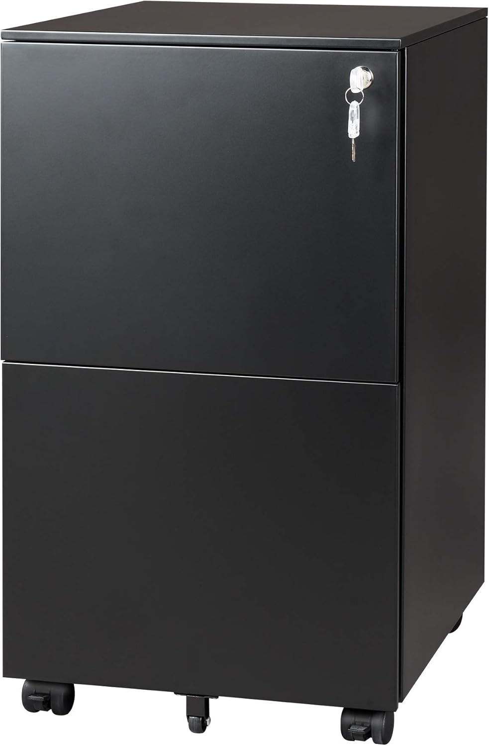 DEVAISE 2-Drawer Mobile File Cabinet with Lock, Commercial Vertical Cabinet in White