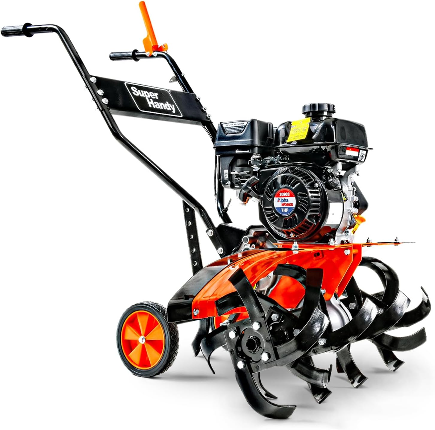 SuperHandy RotoTiller Cultivator 27” Inch Tilling Width 7HP 209cc 4 Stroke Gas Motor 6 Premium Steel Adjustable Forward Rotating Tines for Garden &