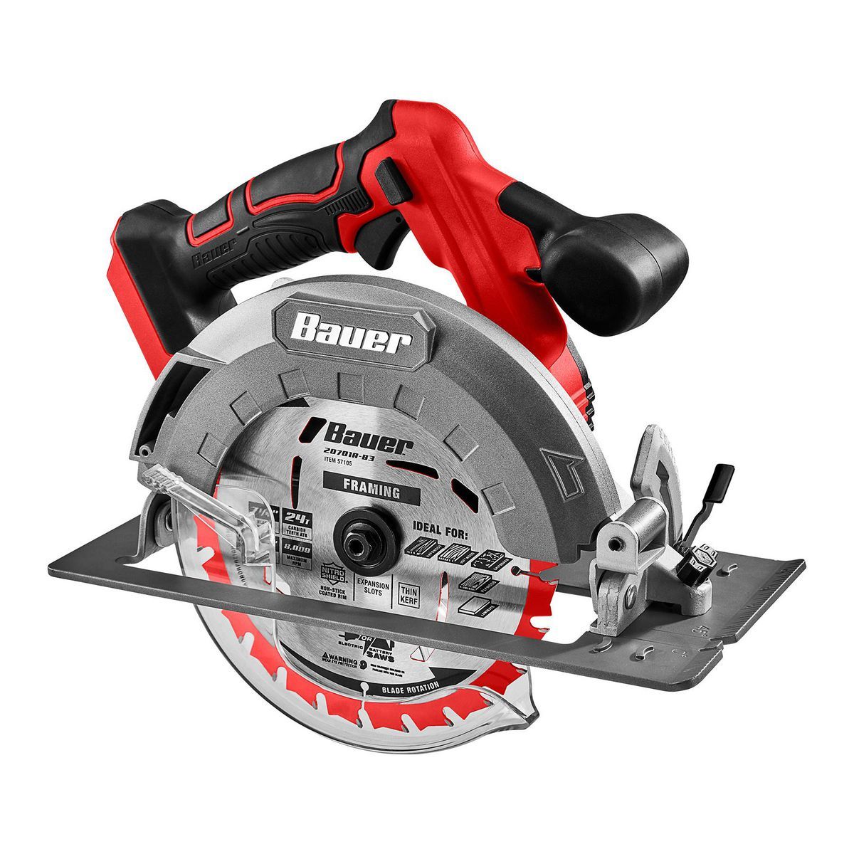 BAUER 20V Brushless Cordless, 7-1/4 in. Circular Saw - Tool Only