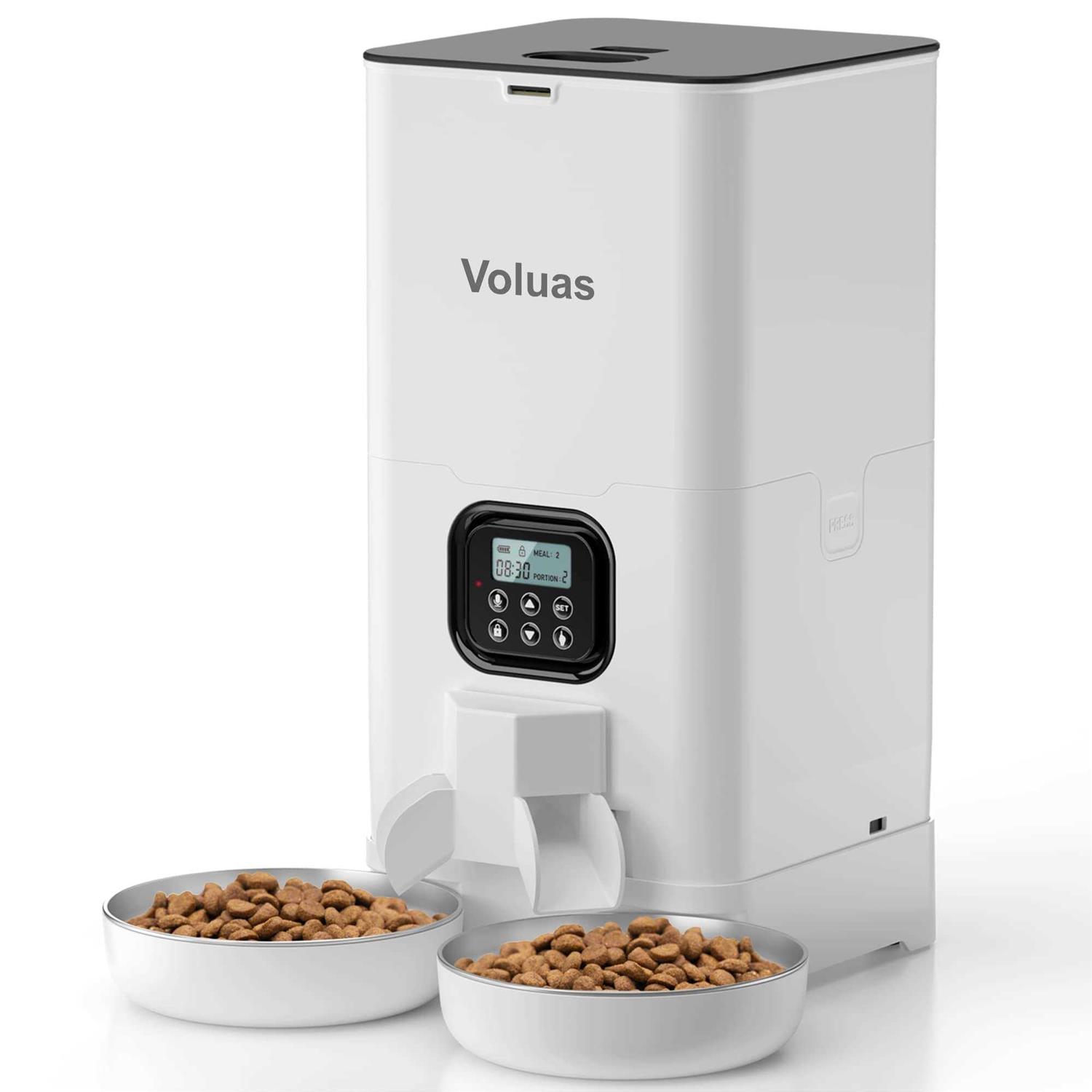 Voluas Automatic Cat Feeders for Two Cats Double Pet Feeder with 2 Stainless Steel Bowls - Pet Supplies online store