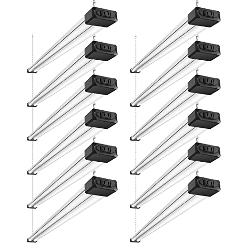 BBOUNDER 12 Pack Linkable LED Shop Light with Reflector, Super Bright 5000K Daylight, 4400 LM, 4 FT, 48 Inch Integrated Fixture for Garage