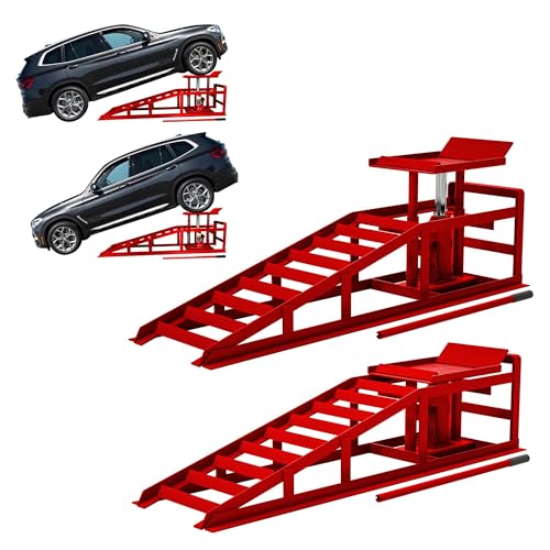 2 Pack Hydraulic Car Ramps 5T 10000lbs Low Profile Car Lift Service Ramps Truck Trailer Garage,Height Hydraulic Vehicle Ramps