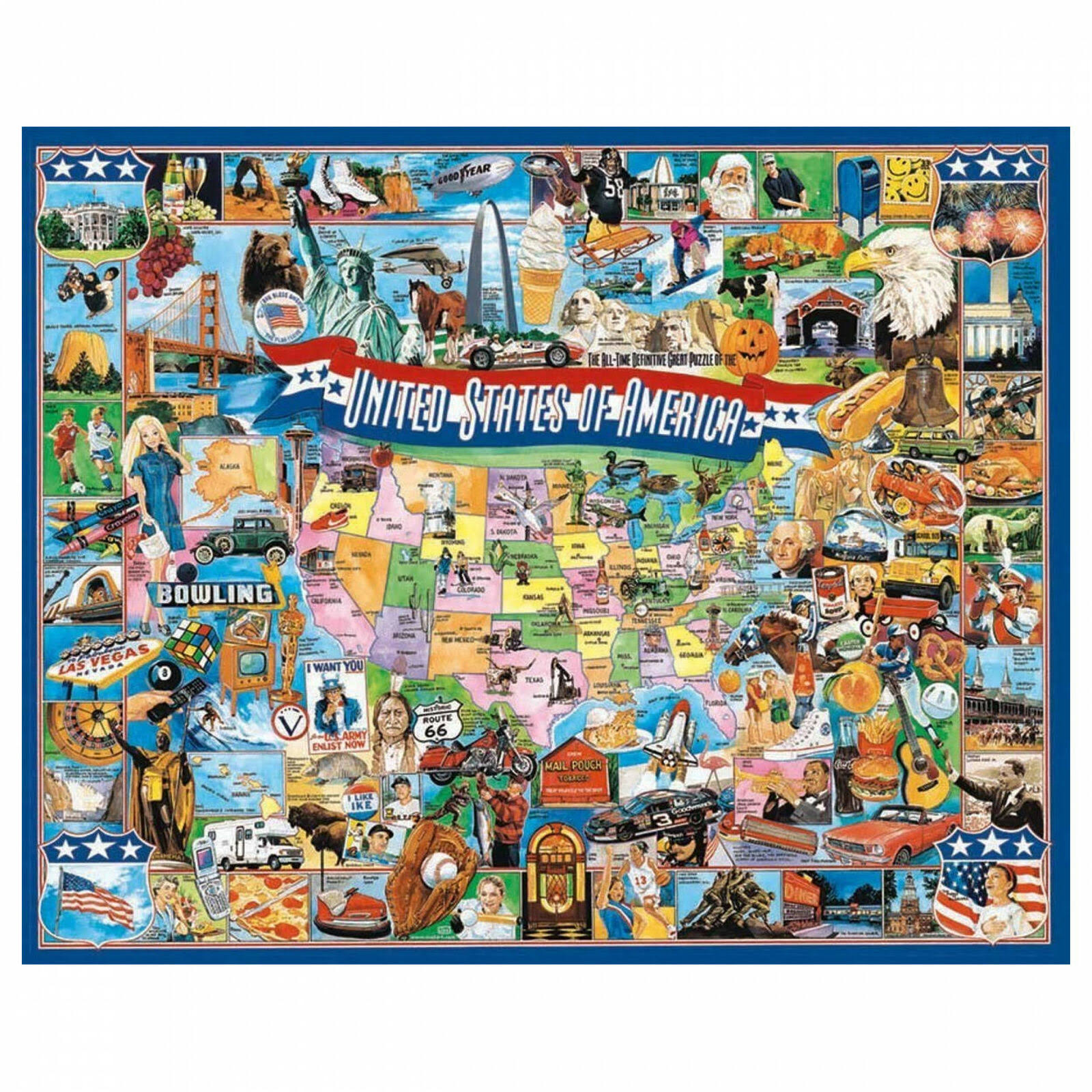 White Mountain Puzzles United States of America - 1000 Piece Jigsaw Puzzle
