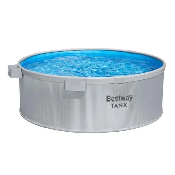 Bestway Tanx 6 ft x 24 in Round Above Ground Stock Tank Metal-Walled Above Ground Pool, All-in-One Set