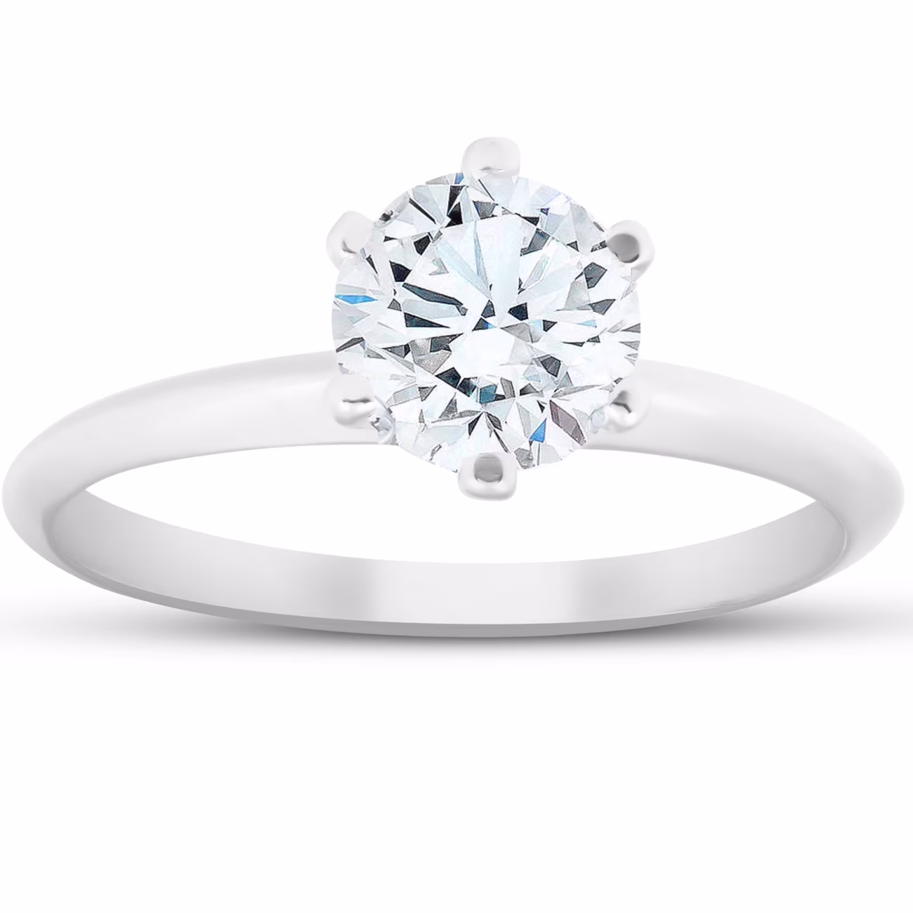 Pompeii3 1 ct Round Solitaire Diamond Engagement Ring 14K White Gold
