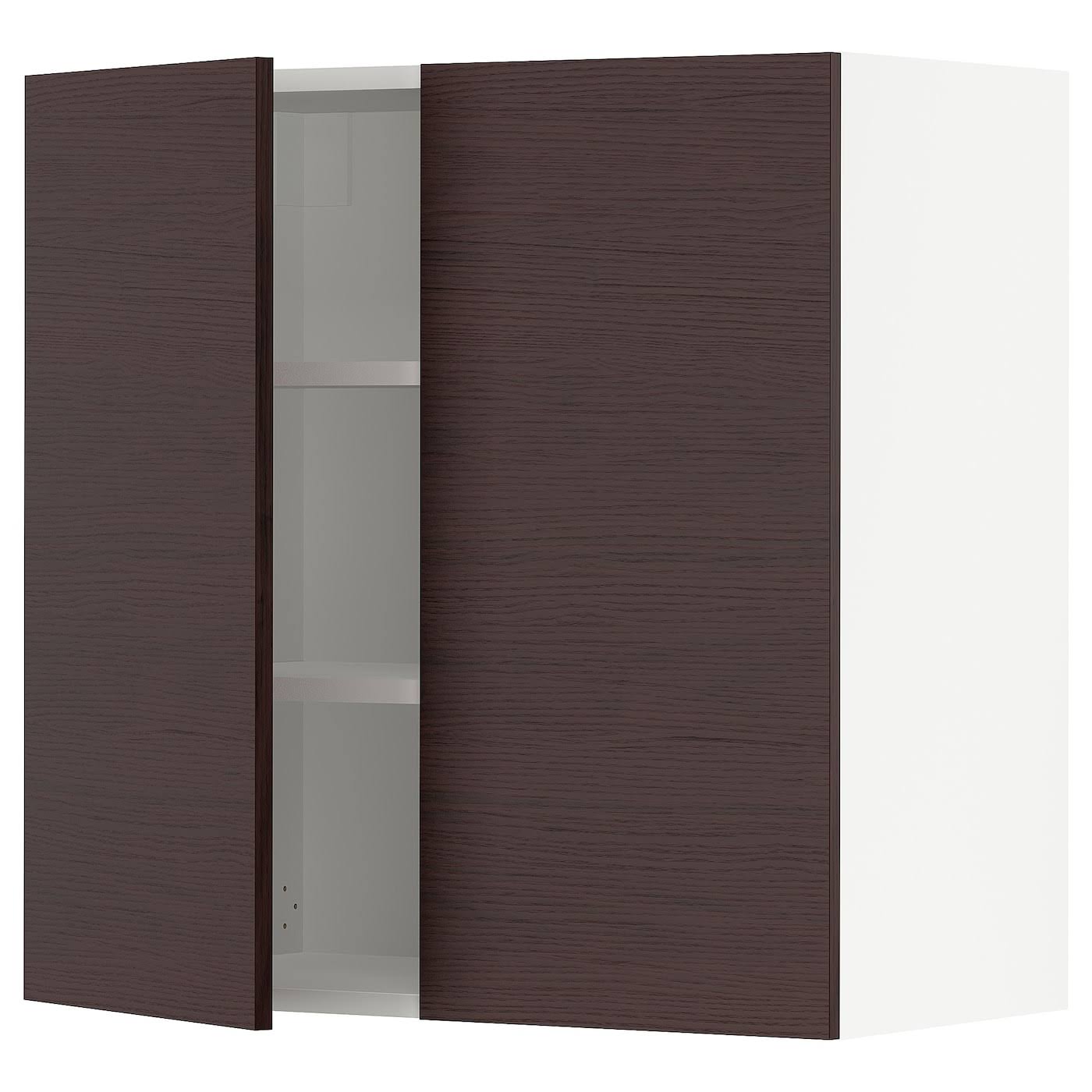 IKEA - SEKTION Wall Cabinet with 2 Doors, White Askersund/dark Brown Ash Effect, 30x15x30 09332665