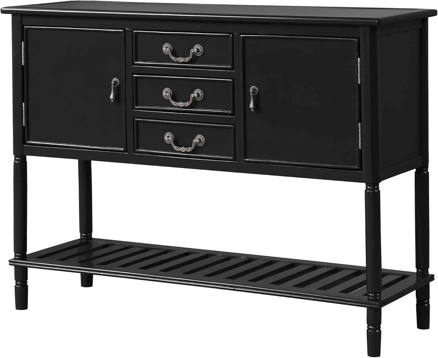 XD Designs Solid Wood Console Table Sofa Table 3 Drawers, 2 Cabinet 1 Shelf,Buffet Table