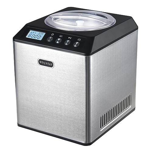 Whynter Ice Cream Maker Machine Automatic 2.1 Qt. Upright with Built-In Compressor, LCD Digital Display & Timer, No Pre-Freezing, ICM-201SB