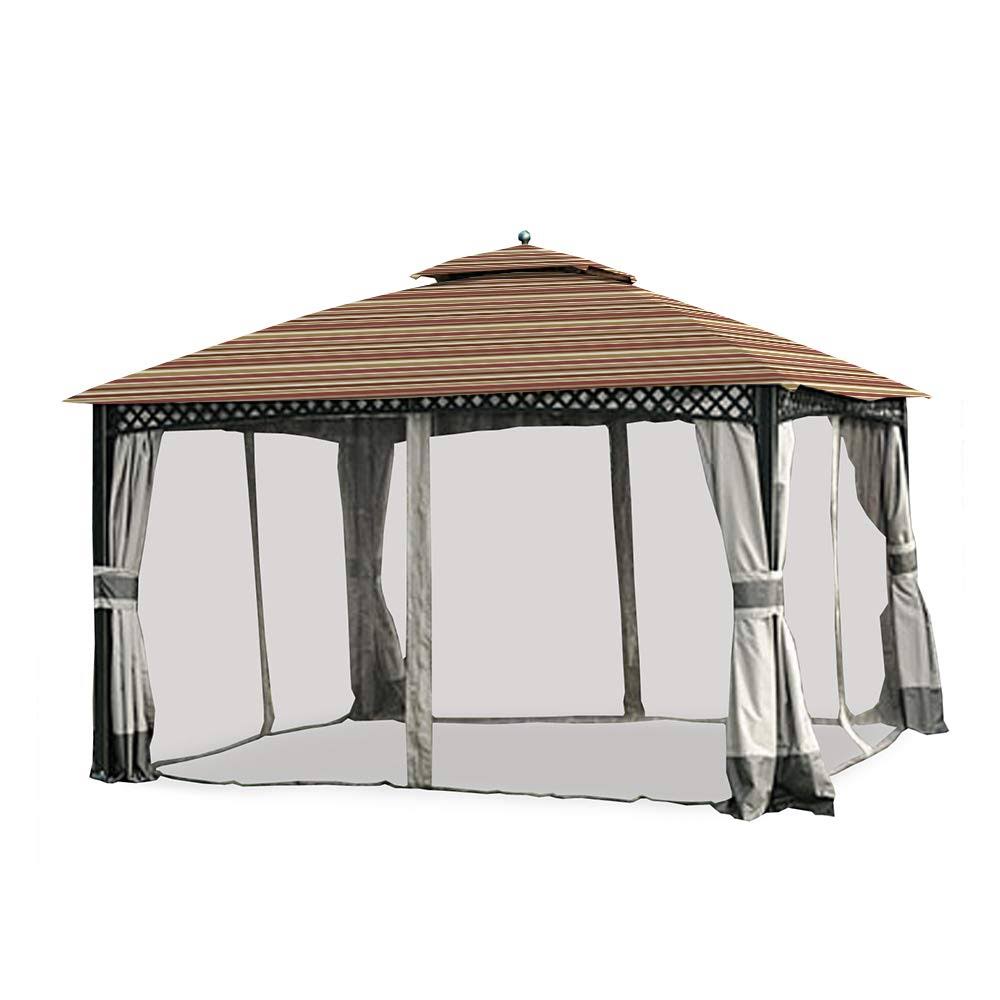 Garden Winds Replacement Canopy for The Windsor Gazebo - Standard 350 - Stripe Canyon