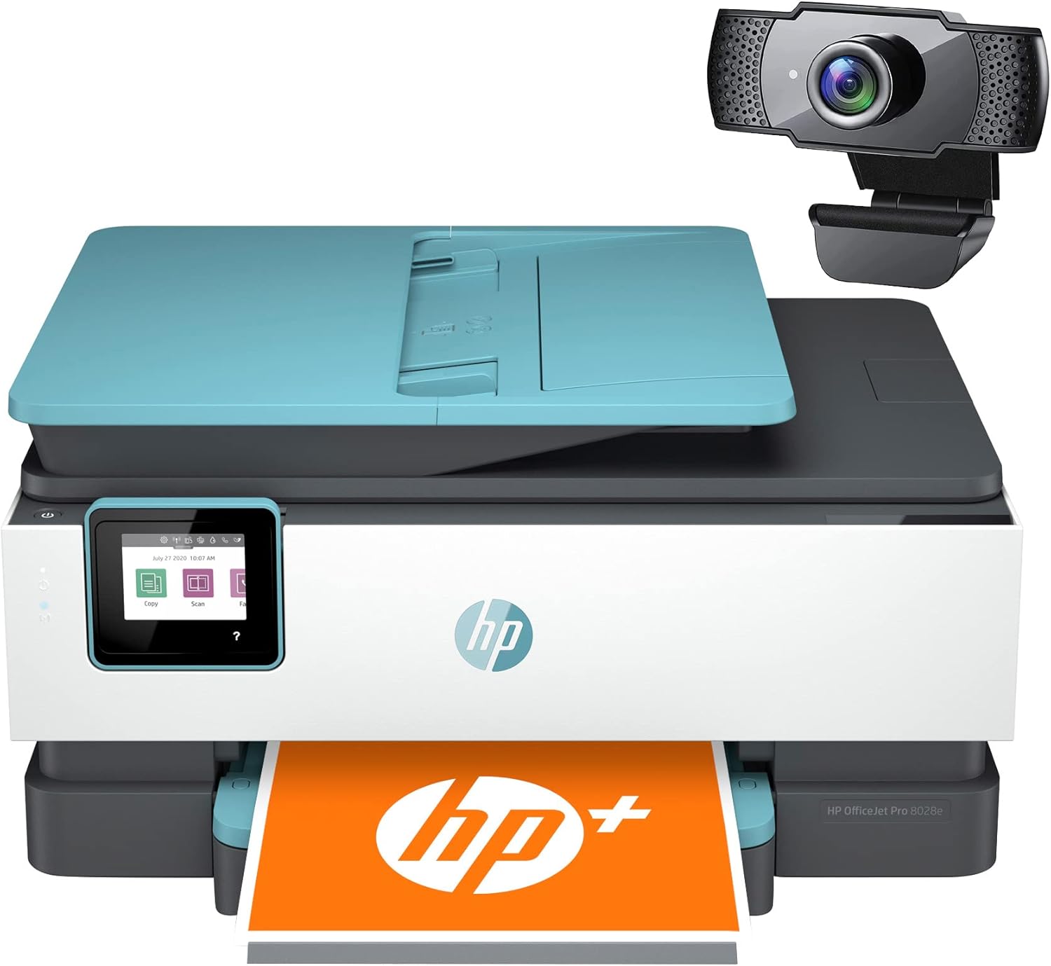 HP OfficeJet Pro 80 28e All-in-One Wireless Color Inkjet Printer for Home Office, Blue - Print Scan Copy Fax - 20 ppm, 4800 x 1200 dpi, 35-Sheet ADF