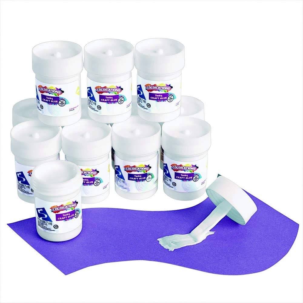 Colorations TCGJAR Tacky Craft Glue Classroom Pack (Pack of 12) - Megean