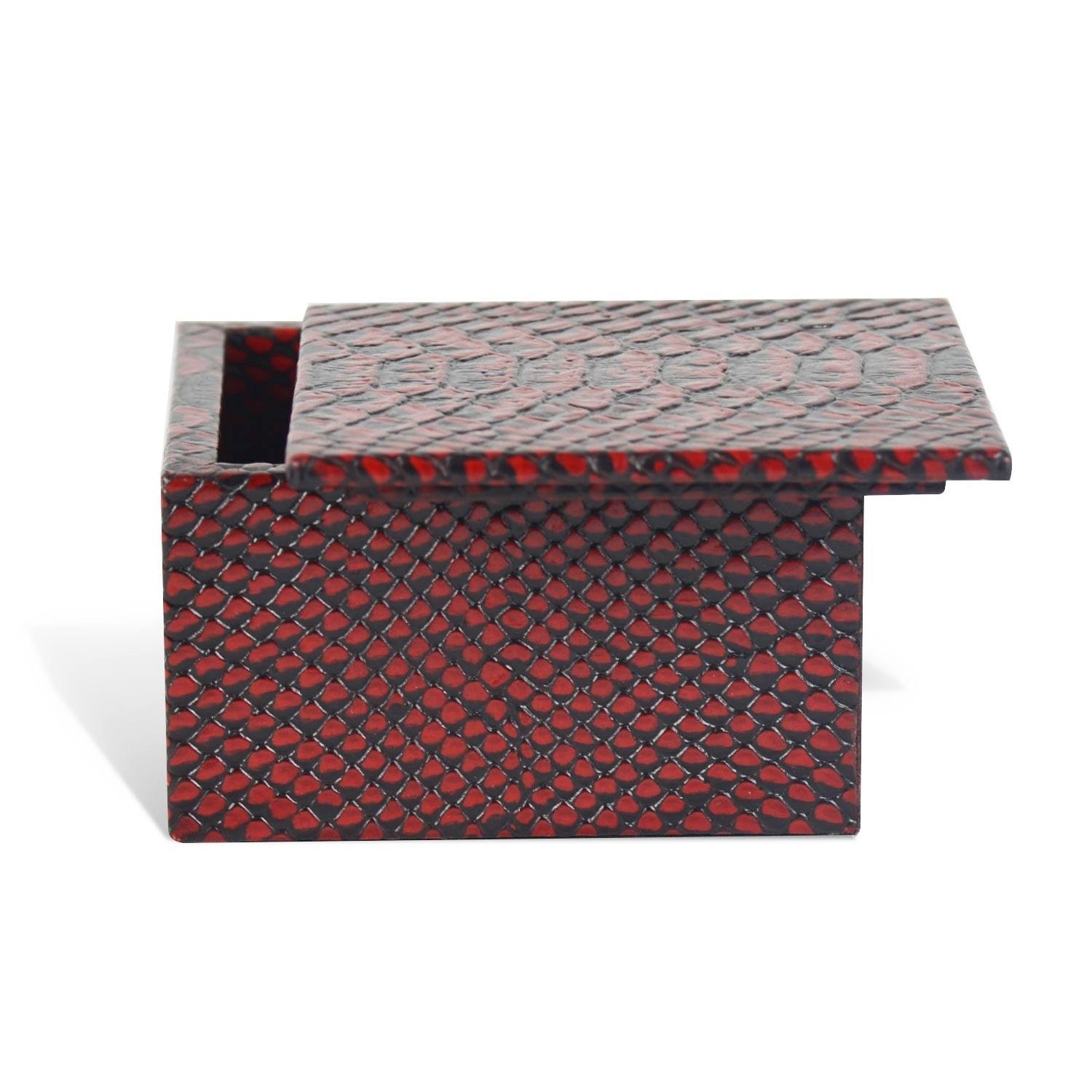 Genuine Leather Decorative Keepsake Treasure Box, Red Mamba