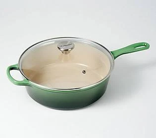 Le Creuset 3.75-qt Cast Iron Cassadou with Glass Lid ,Emerald