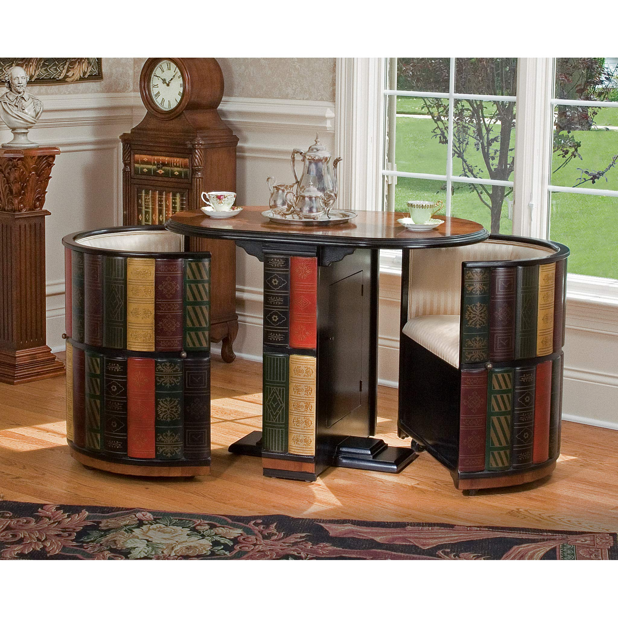 【Furniture】Nettlestone Library Nested Table and Chair Set with Storage MDF Wood, 41" , Full Color