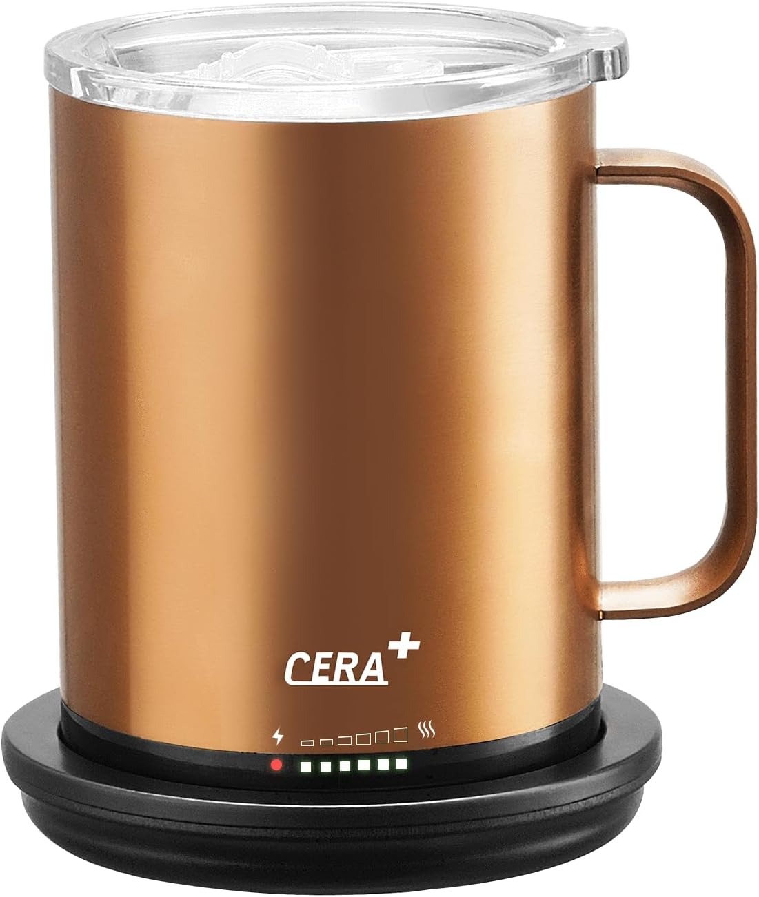 CERA+ Temperature Controlled Smart Mug 2, Self-Heating Coffee Mug with Lid, 90 Minutes Battery Life, APP or Manual Control, Gift-Packing(Brown