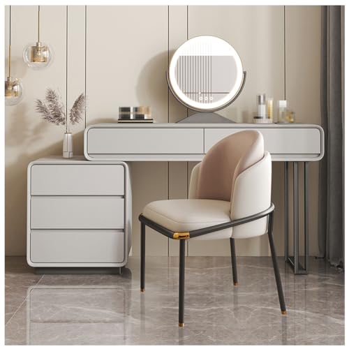 Vanity Dressing Table Dressing Table with Drawers with Push-to-Open Drawers Makeup Table Vanity Table with 5 Drawers for Bedroom