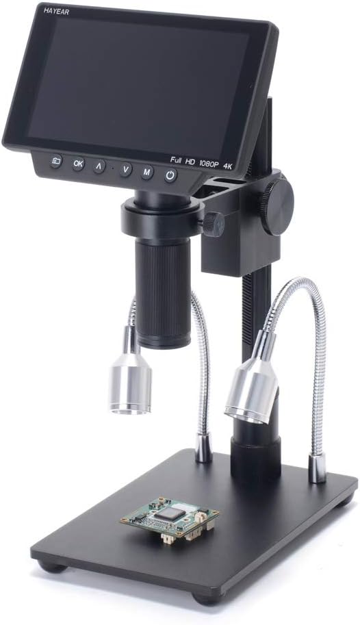 HAYEAR 34MP 4K 2016P HD HDMI USB Microscope Camera 5 Inch Display WiFi Connection 5X-300X Magnification Zoon C-Mount Lens Stereo Bracket Platform