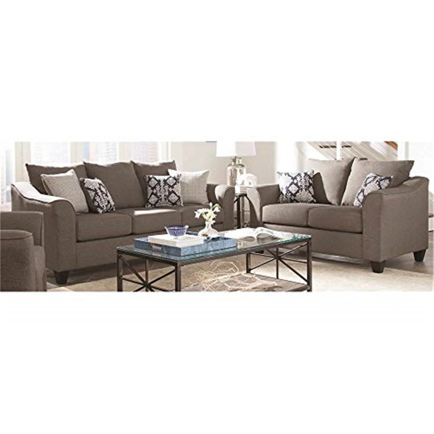 Salizar Upholstered Flared Arm Living Room Set Grey