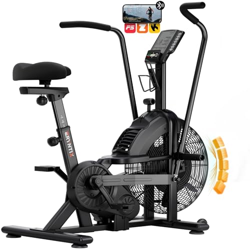 Air Bike, Exercise Bike with Magnetic & Air Resistance Fan Bike, Stationary Bike for Home Cardio Workout