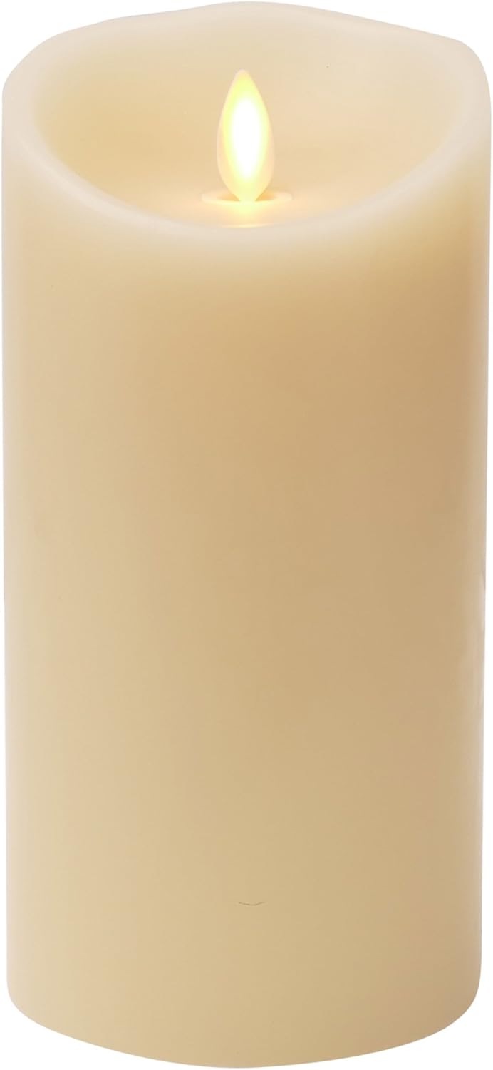 Luminara Flameless Candle: Vanilla Scented Moving Flame Candle with Timer (7" Ivory) Pack of 2