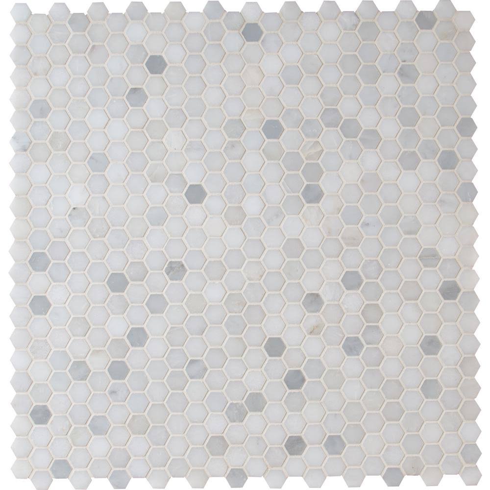 MSI Greecian White Mini Hexagon 12 in. x 12 in. x 10 mm Polished Marble Mosaic Tile (10 Sq. ft. / CASE)