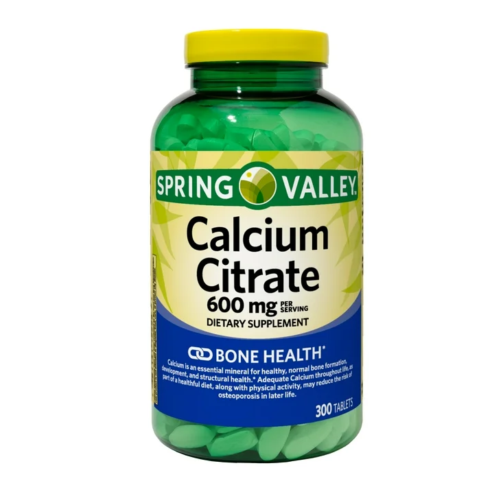 SPRING VALLEY Calcium Citrate Tablets Dietary Supplement, 600 mg, 300 Count - Kansas Nuitrition - HNZSDS