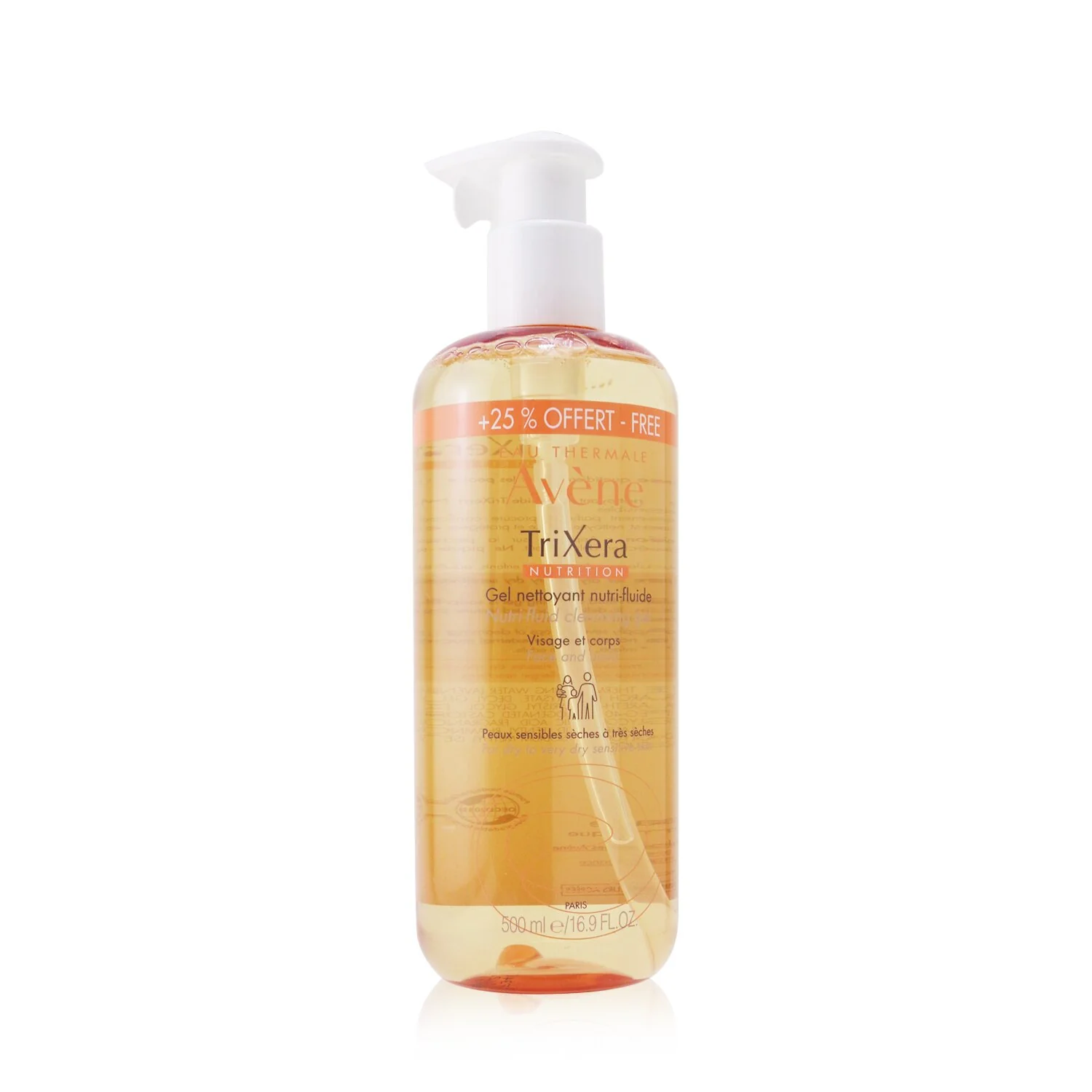Avene TriXera Nutrition Nutri-Fluid Face & Body Cleansing Gel - For Dry to Very Dry Sensitive Skin (Limited Edition) 500ml/16.9oz