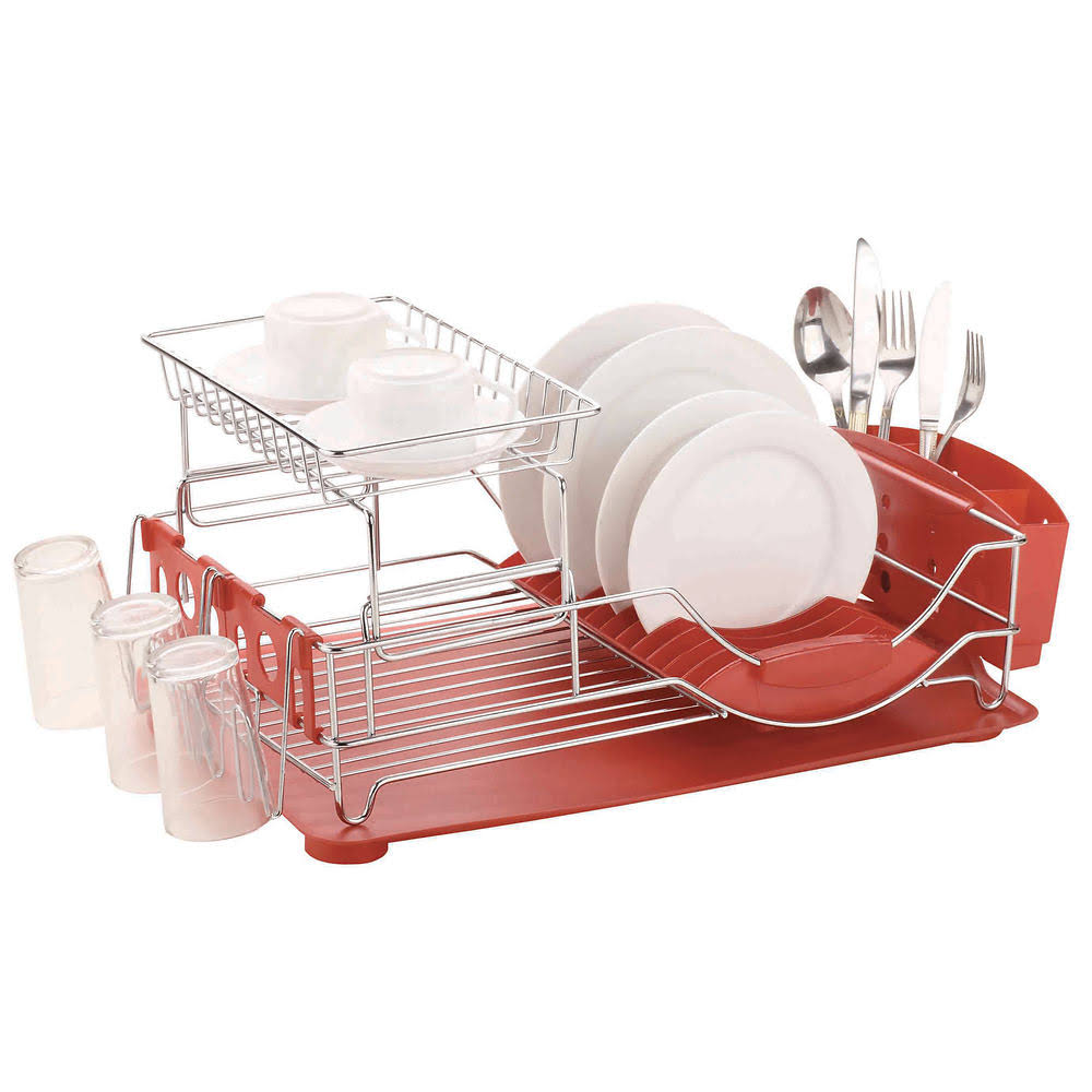 Home Basics Dish Drainer Deluxe Red