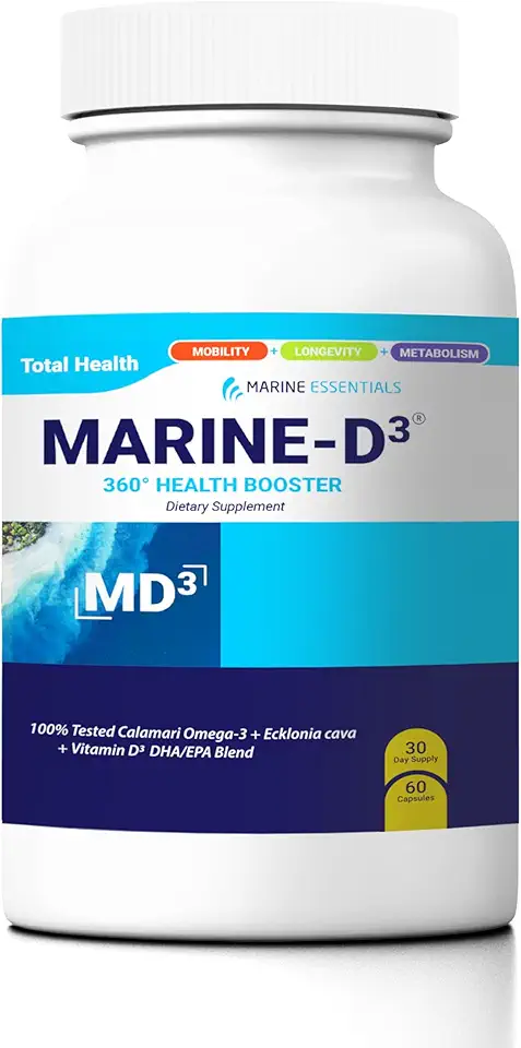 Marine Essentials- Marine D3 Omega 3 Calamari Ecklonia Cava DHA (60 Capsules) - Kansas Nuitrition - HNZSDS