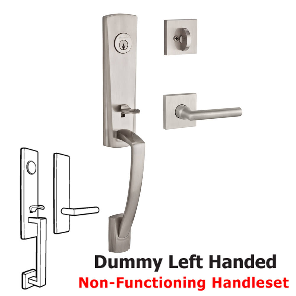 Baldwin Reserve - Miami Handleset with Left Handed Tube Lever and Contemporary Square Rose in Satin Nickel - FD.MIAXTUB.L.CSR.15