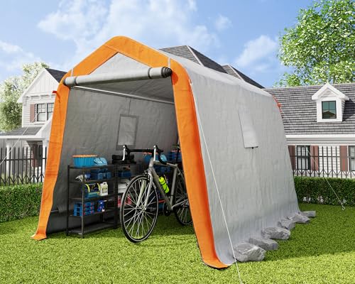 AMERLIFE 10.5x12x8 FT Heavy Duty Portable Shed Storage Shelter, Outdoor Storage Shed with 4 Waterproof Windows & Roll-up Zipper Door
